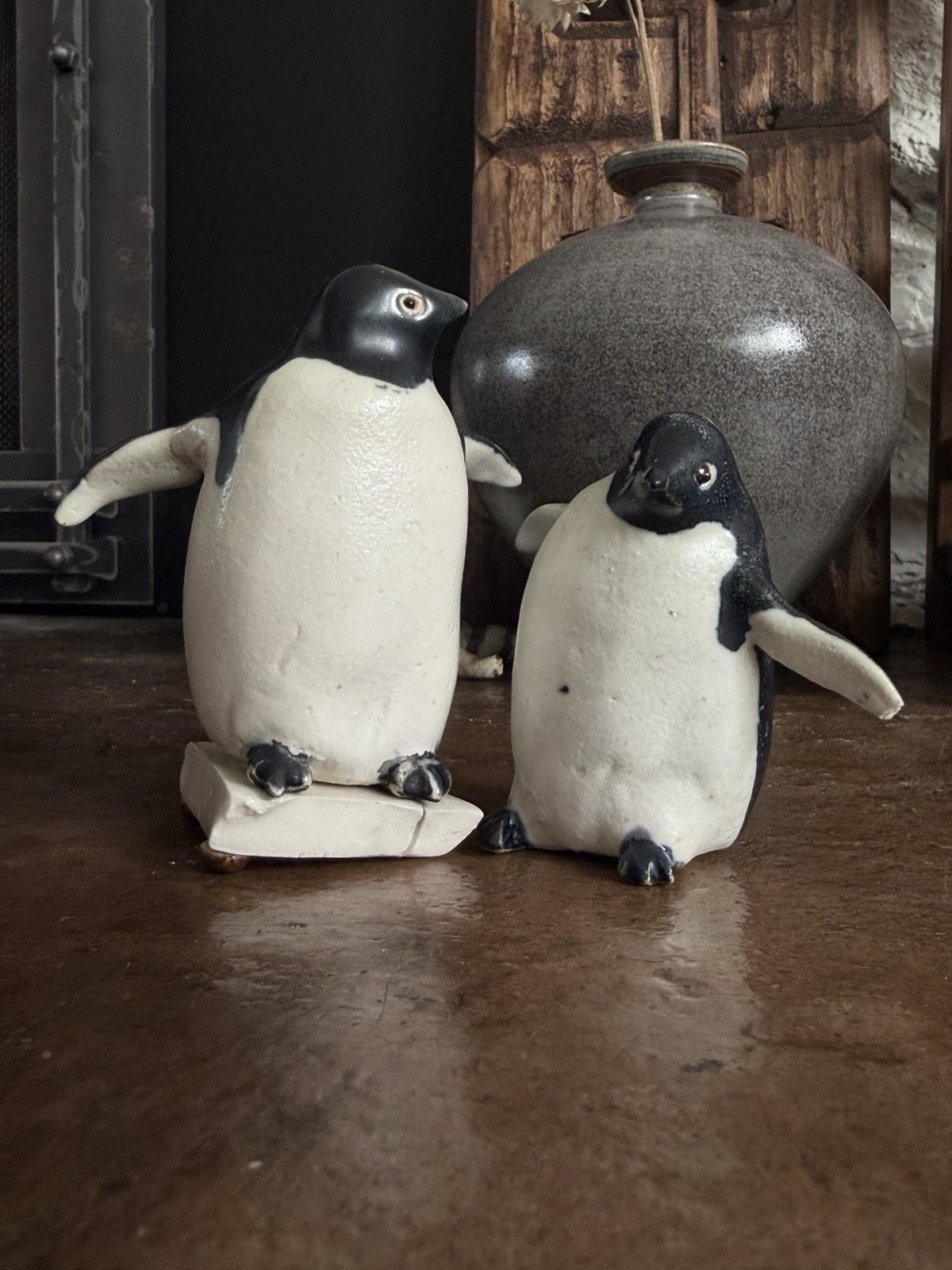 Handmade Japanese Ceramic Penguin Figurine 