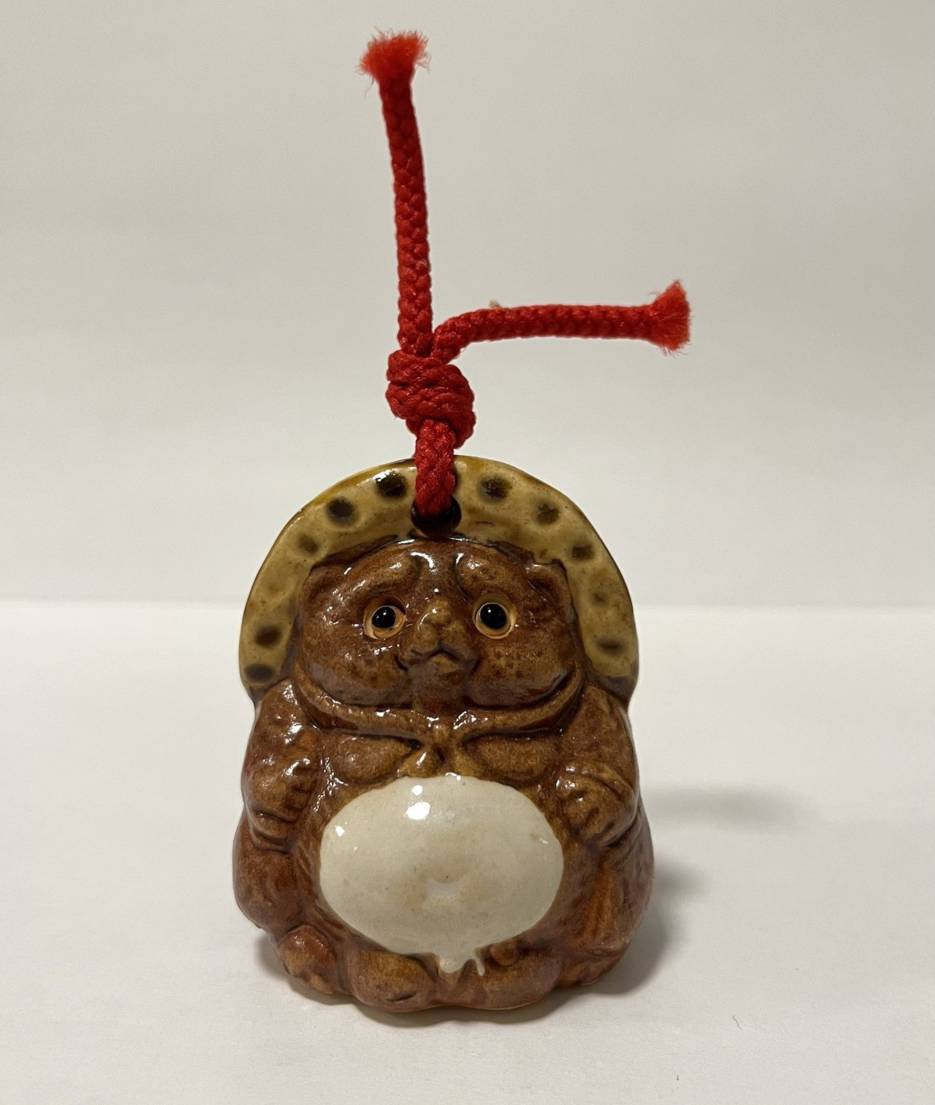 Japanese Shigaraki Yaki Tokkuri VTG Tanuki Raccoon Dog Lucky Charm Pottery 2.3”