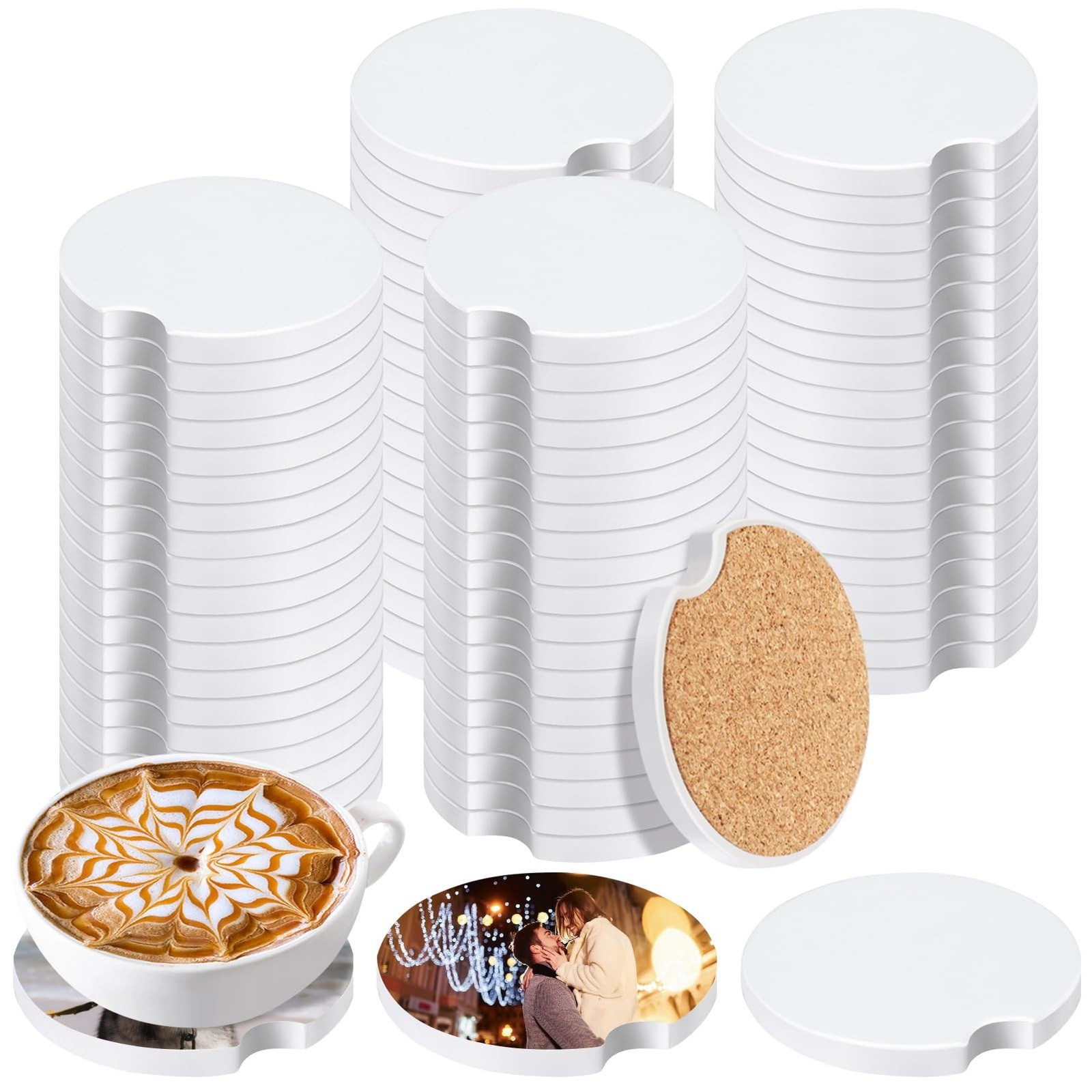 80 Pcs Sublimation Coasters Blanks Ceramic Car Coasters Sublimation Blanks Bu...