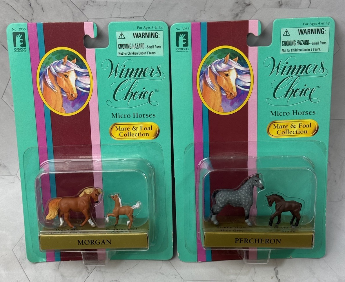Winner’s Choice Micro Horses Mare and Foal Collection Morgan & Percheron NEW NOS