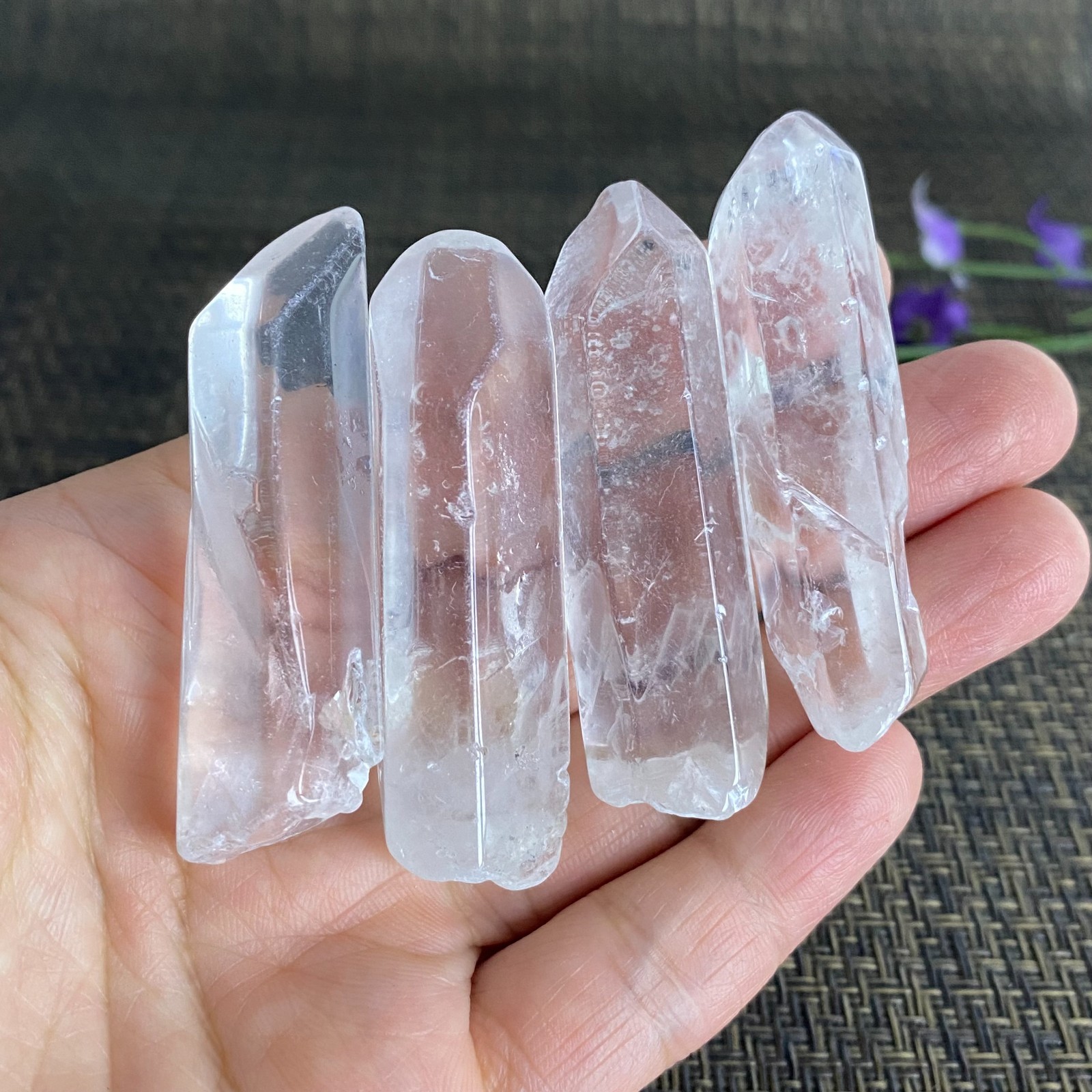 92g 4pcs Natural Crystal Quartz Single Point wand Rough Original Specimens