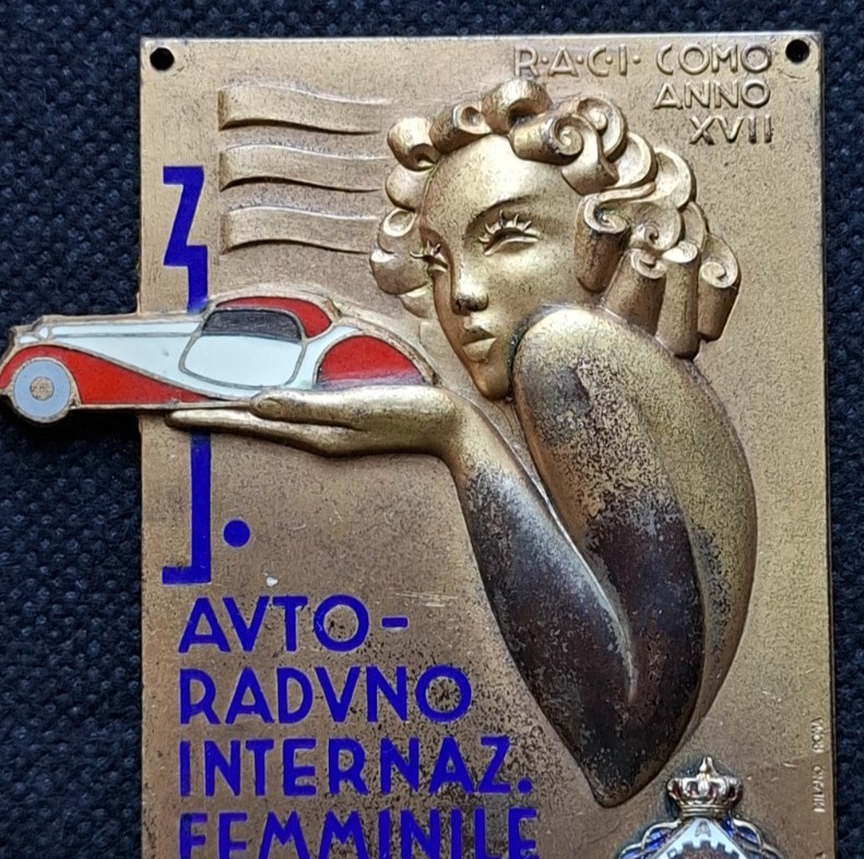 Advertising plaque RACI car international women's gathering Cernobbio 1939