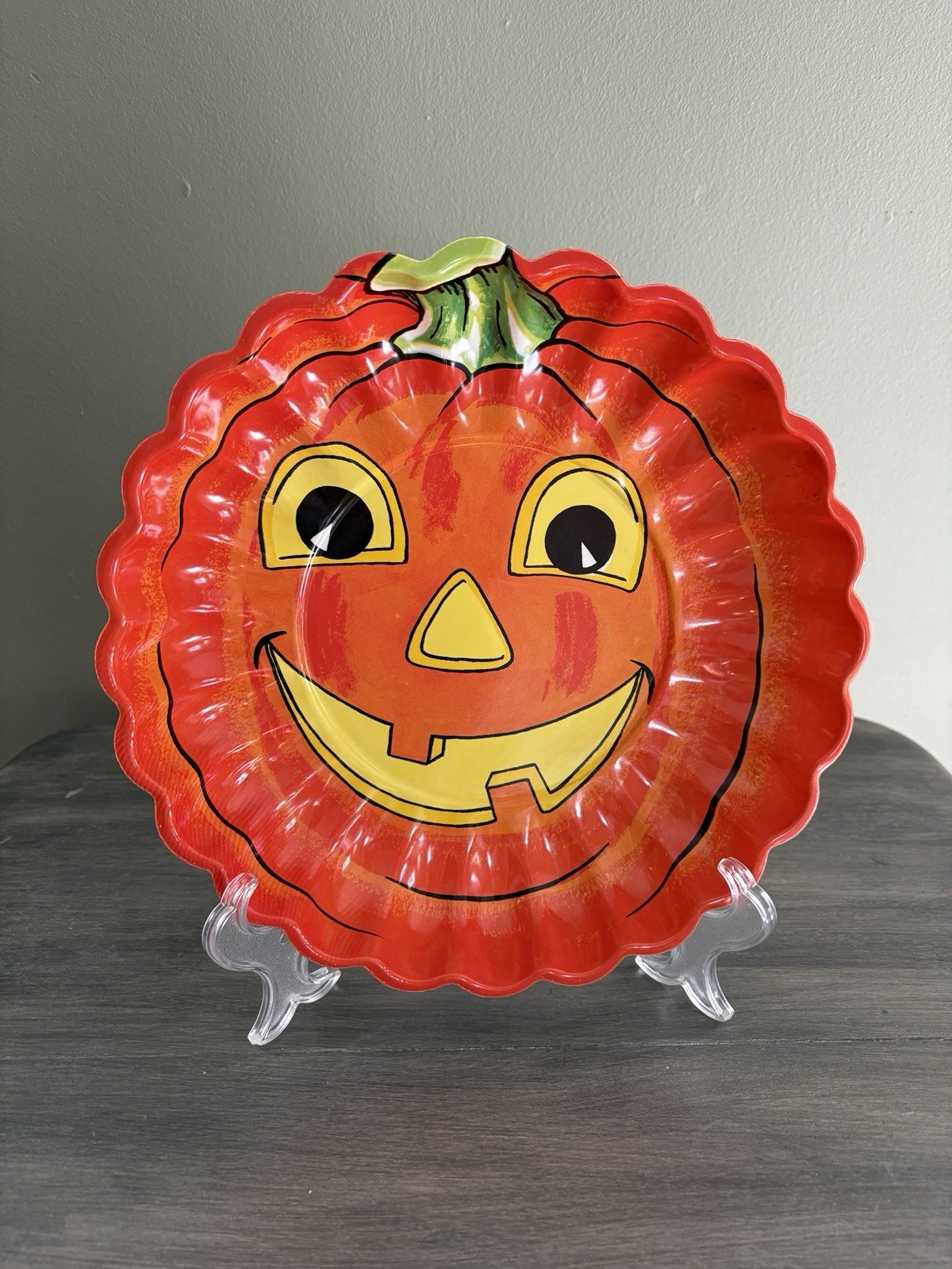 Vintage Halloween Plastic Bowl Dish - Pumpkin