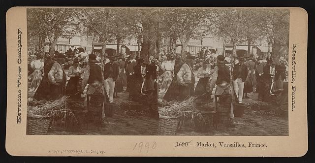 Photo:Versailles France 1890 Market Scene Street Market Crowd Stereo View