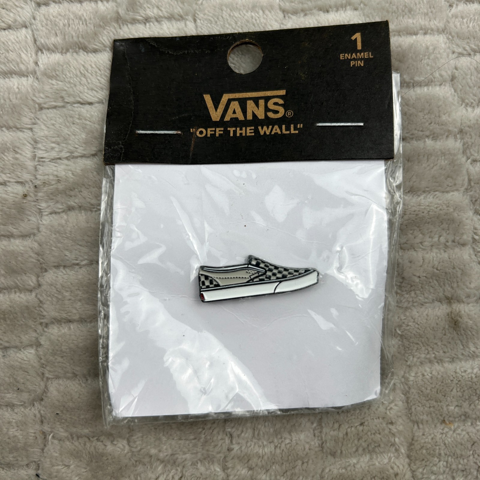 VANS Off the Wall Enamel Pin Checkerboard Slip Ons In Packaging