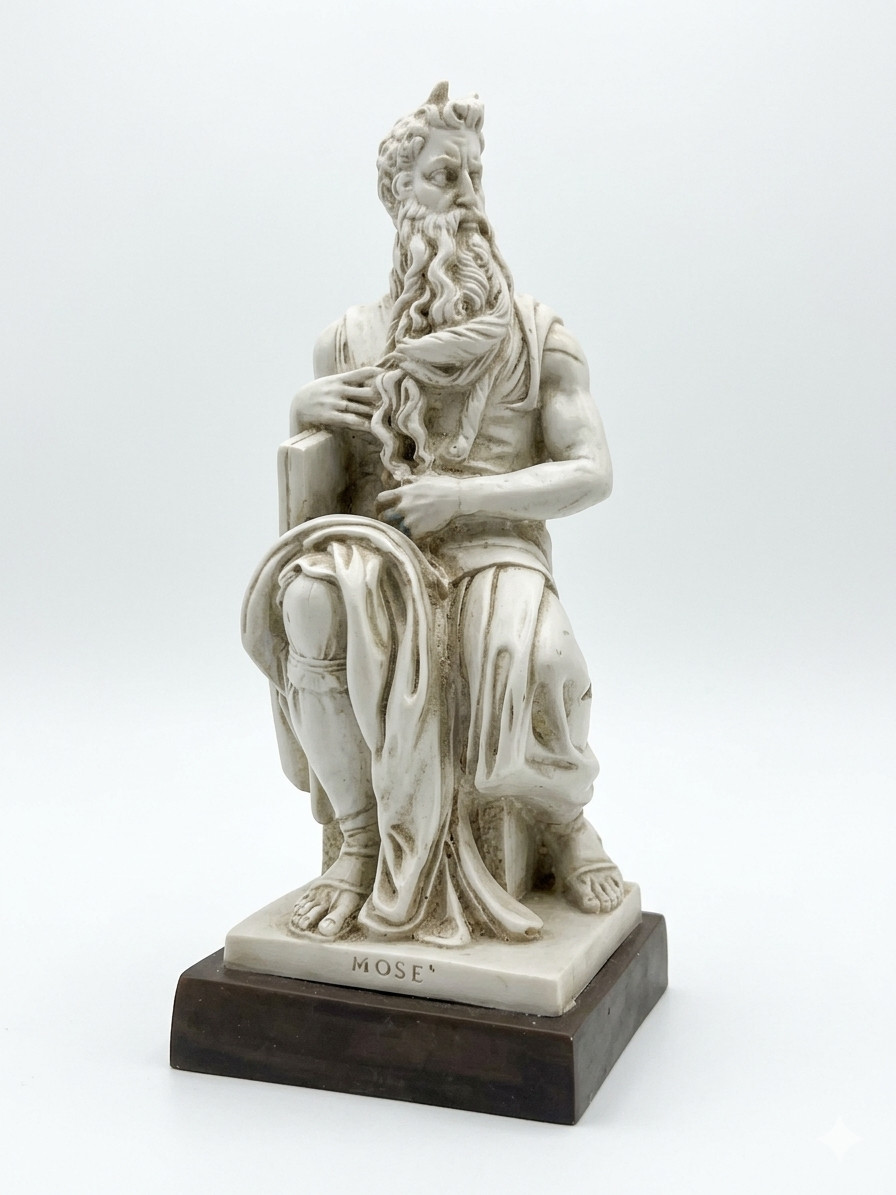 Grand Tour Revival St. Vintage Classical Painted Moses Figure After Michelangelo