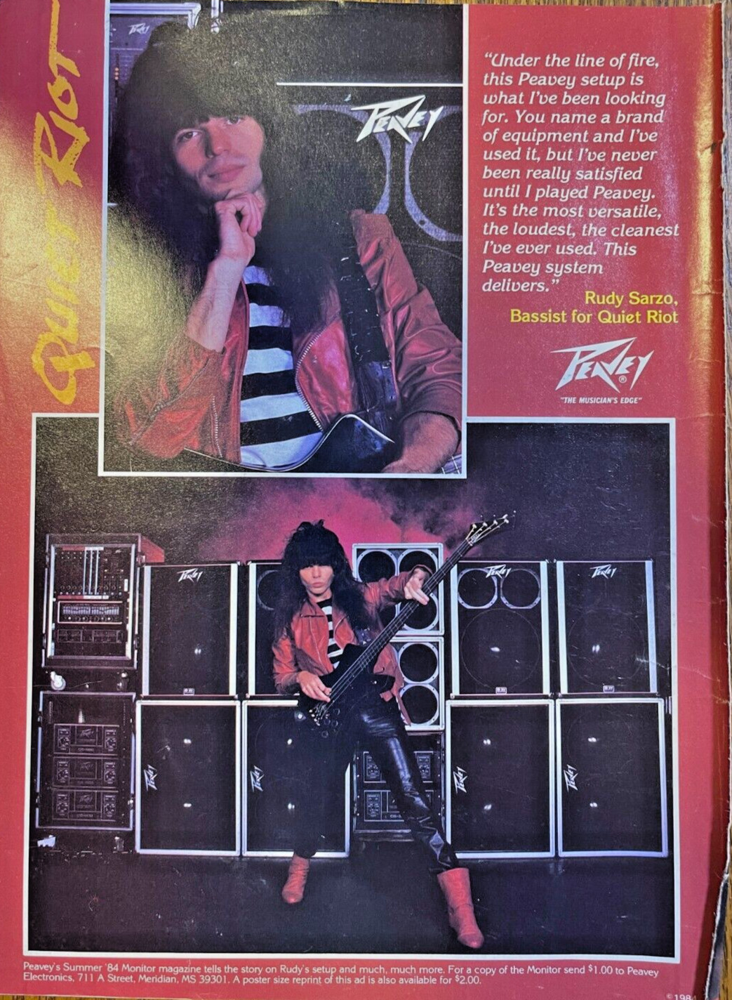 Vintage Magazine Advertisement 1984 Quiet Riot Peavey Amplifiers Vintage Magazine Advertisement 1984 Quiet Riot Peavey Amplifiers