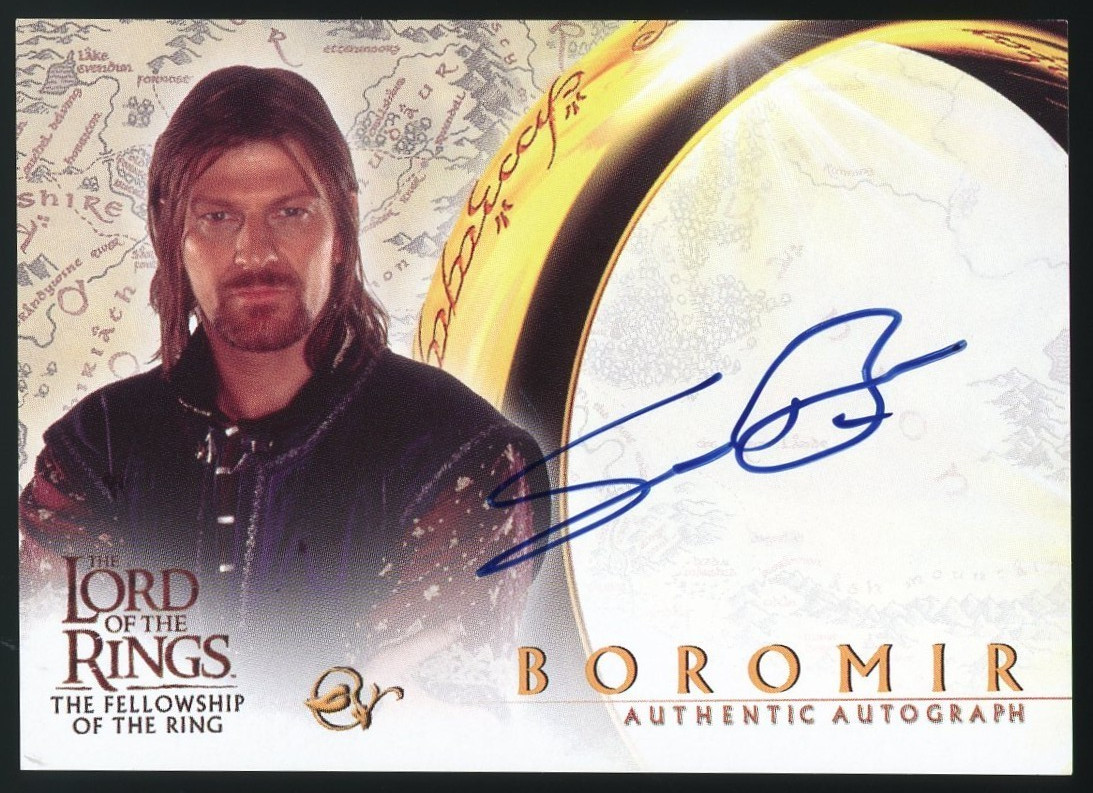 SEAN BEAN AS BOROMIR 2001 TOPPS LORD OF THE RINGS FELLOWSHIP AUTO LOTR