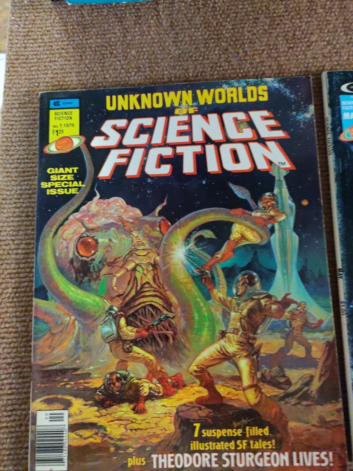 UNKNOWN WORLDS OF SCIENCE FICTION #1,3,5,6/1975 CURTIS MONSTER, HORROR MAGAZINE 