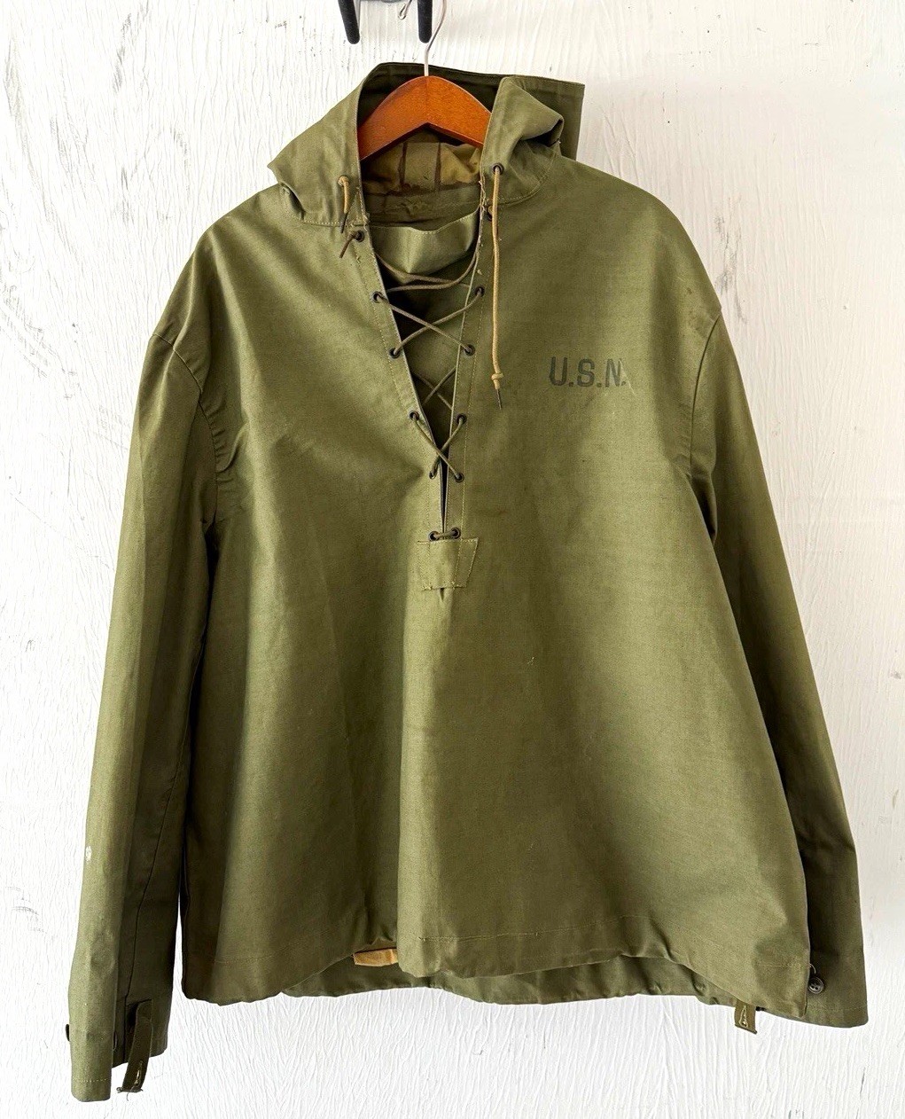 WWII US Navy Wet Weather Deck Parka Smock USN NXSX-36721 Size Large Original