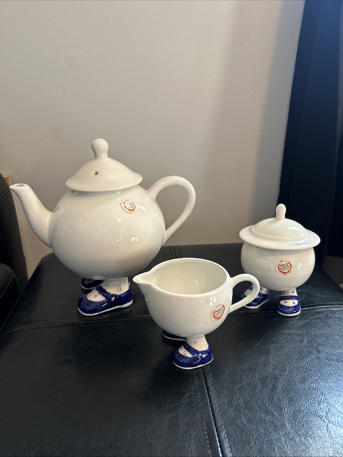 Vintage Carlton Ware Walking Ware-3 Piece Tea Creamer Set Blue Mary Jane Shoes 