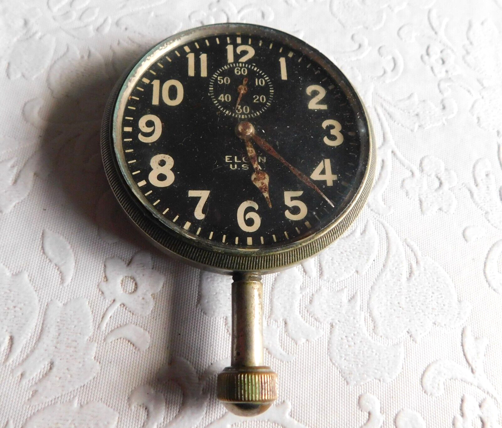 1924 VINTAGE ELGIN SMALLER SIZED AUTOMOBILE CAR CLOCK  - NON RUNNER