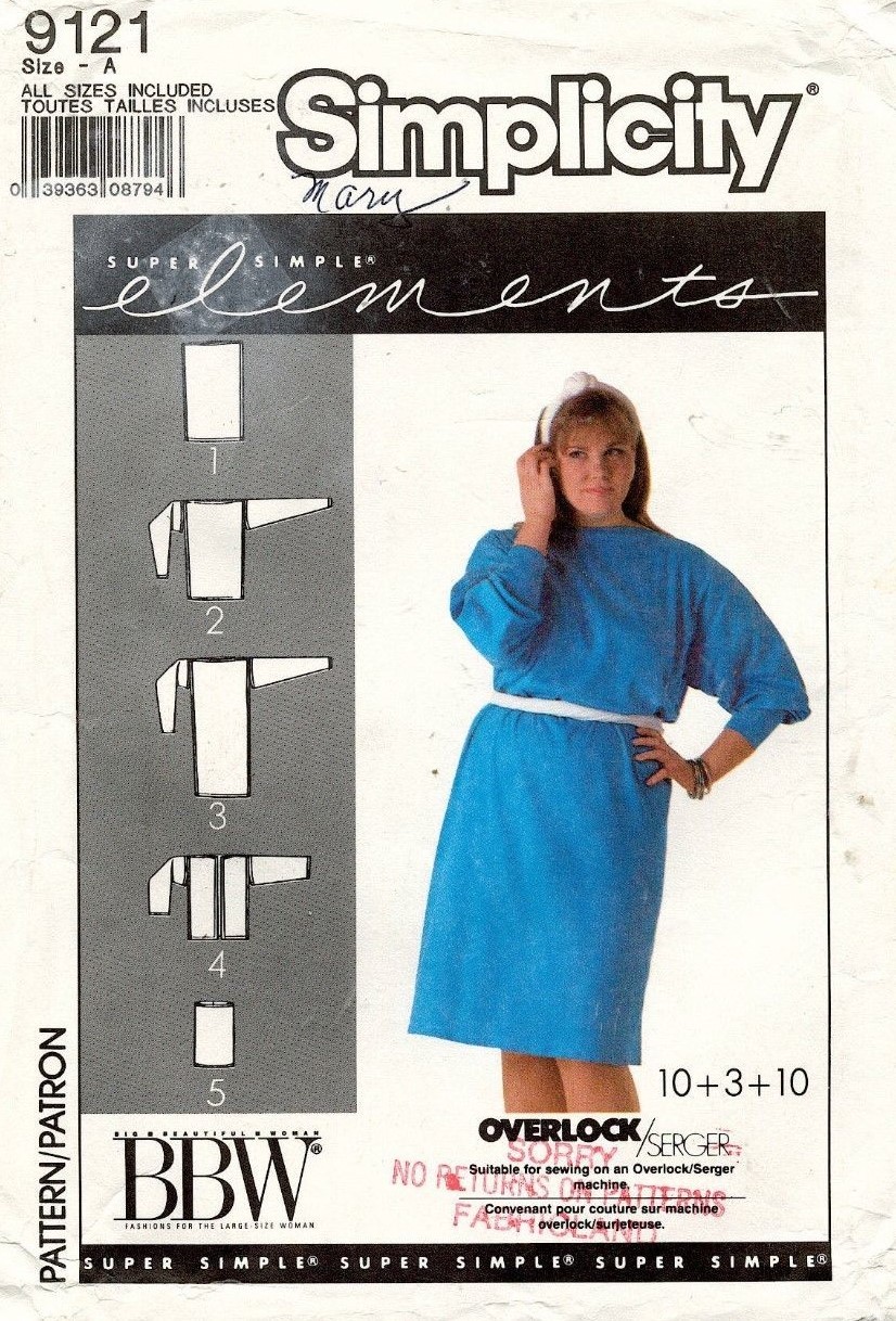 1980\'s VTG Simplicity Women\'s Tunic,Dress,Jacket Pattern 9121 Size 18W-32W UNCUT