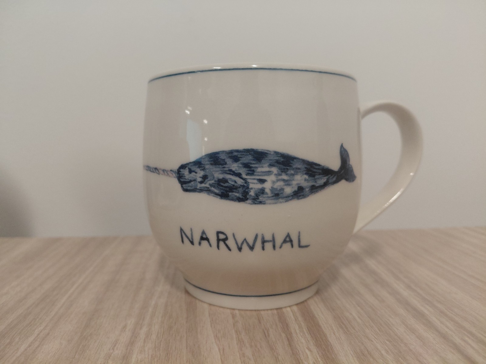 Anthropologie Molly Hatch Narwhal Coffee Mug Tea Cup Limited Edition RARE Cobalt