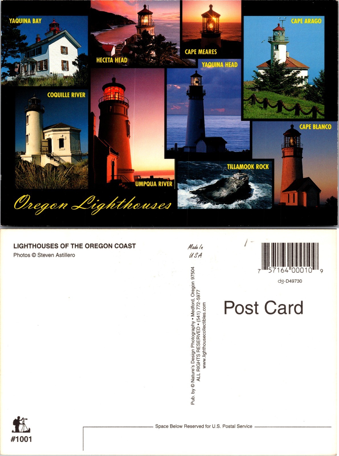 Continental Oregon Lighthouses Postcard