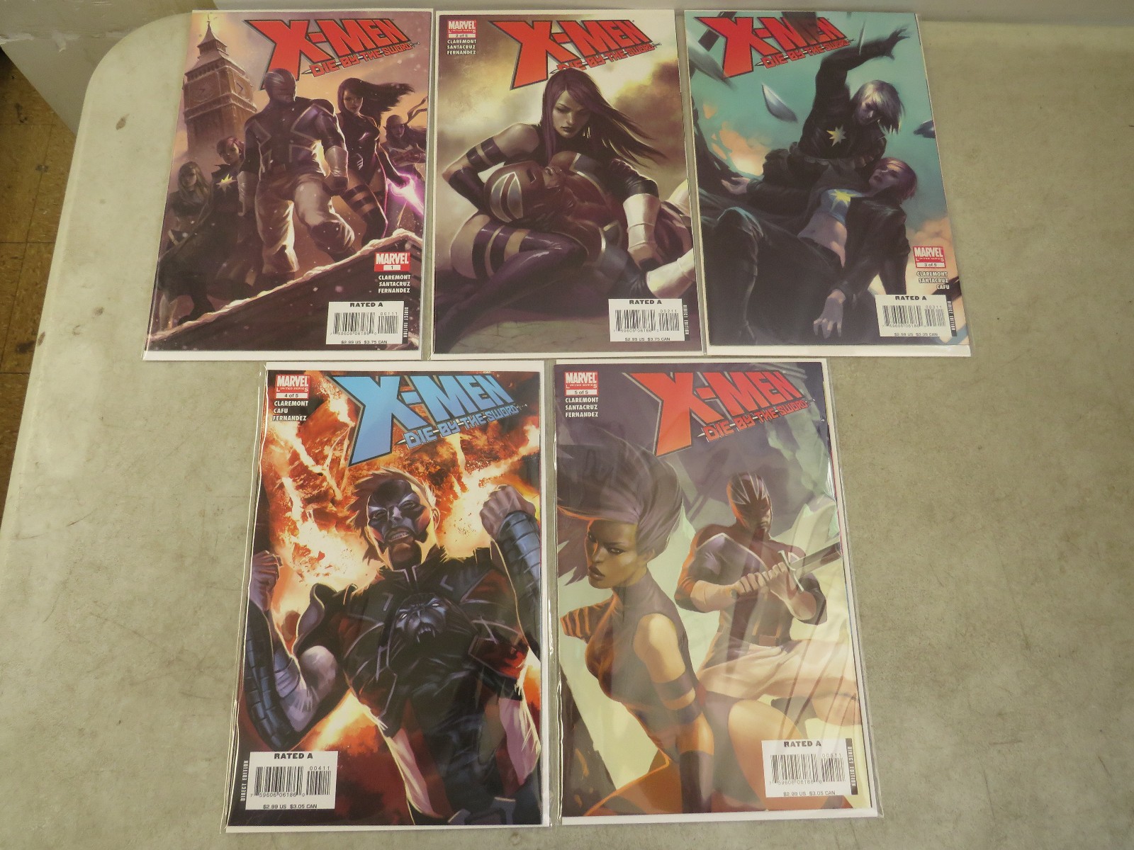 X-Men: Die By The Sword #1-5 Marvel 2007 Psylocke Comic Set