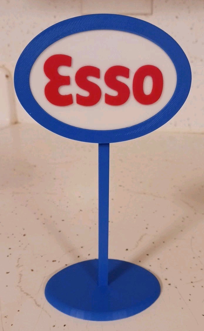 ESSO Gas Station (Gasoline Gas Oil) Miniature Sign Display Diorama 6.5