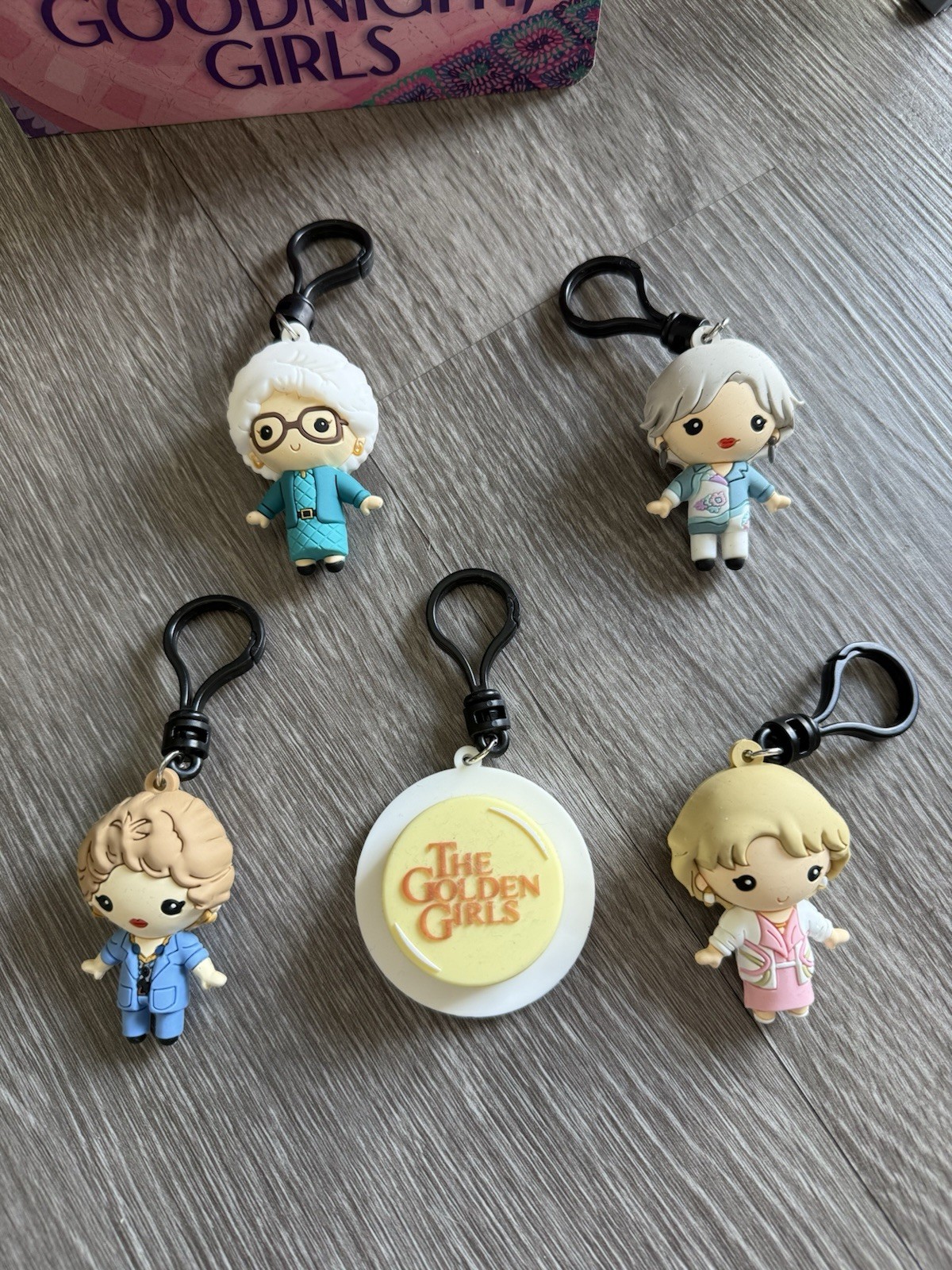 The Golden Girls Character Keychains Set w/ Logo Cheesecake