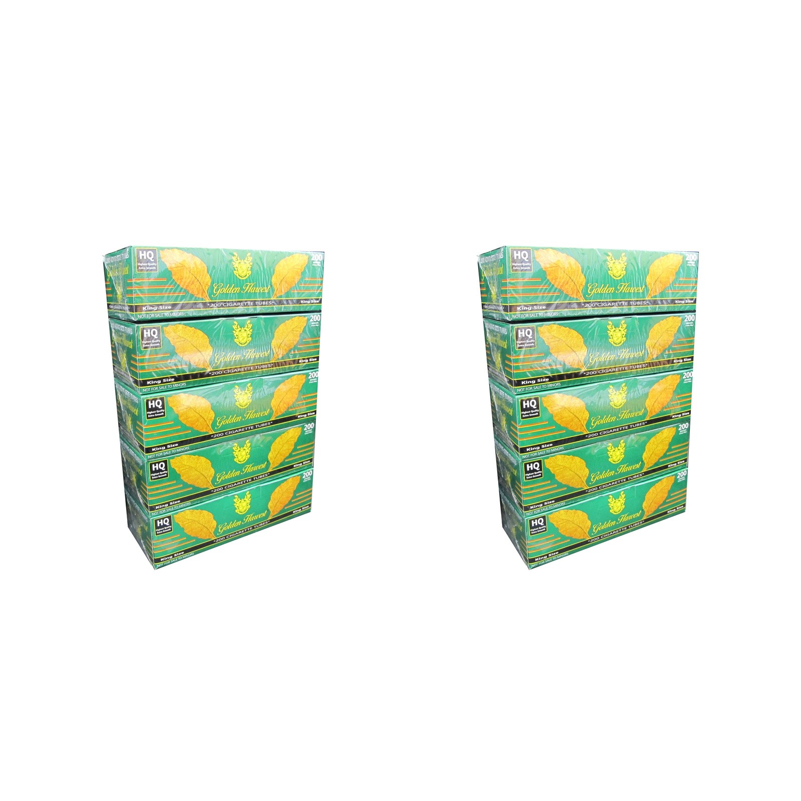 GOLDEN HARVEST GREEN Menthol King Tube 200 Count Per Box - 10 Boxes