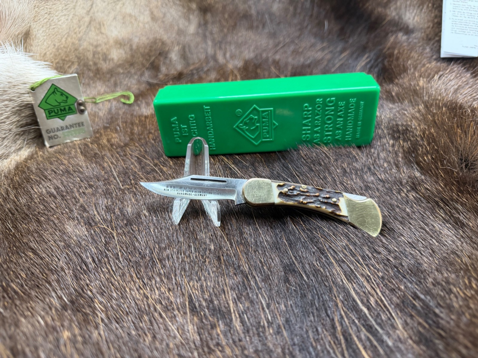 1983 Puma 895 Lord Knife With Stag Handles Mint Puma Green/Green Box Mint -