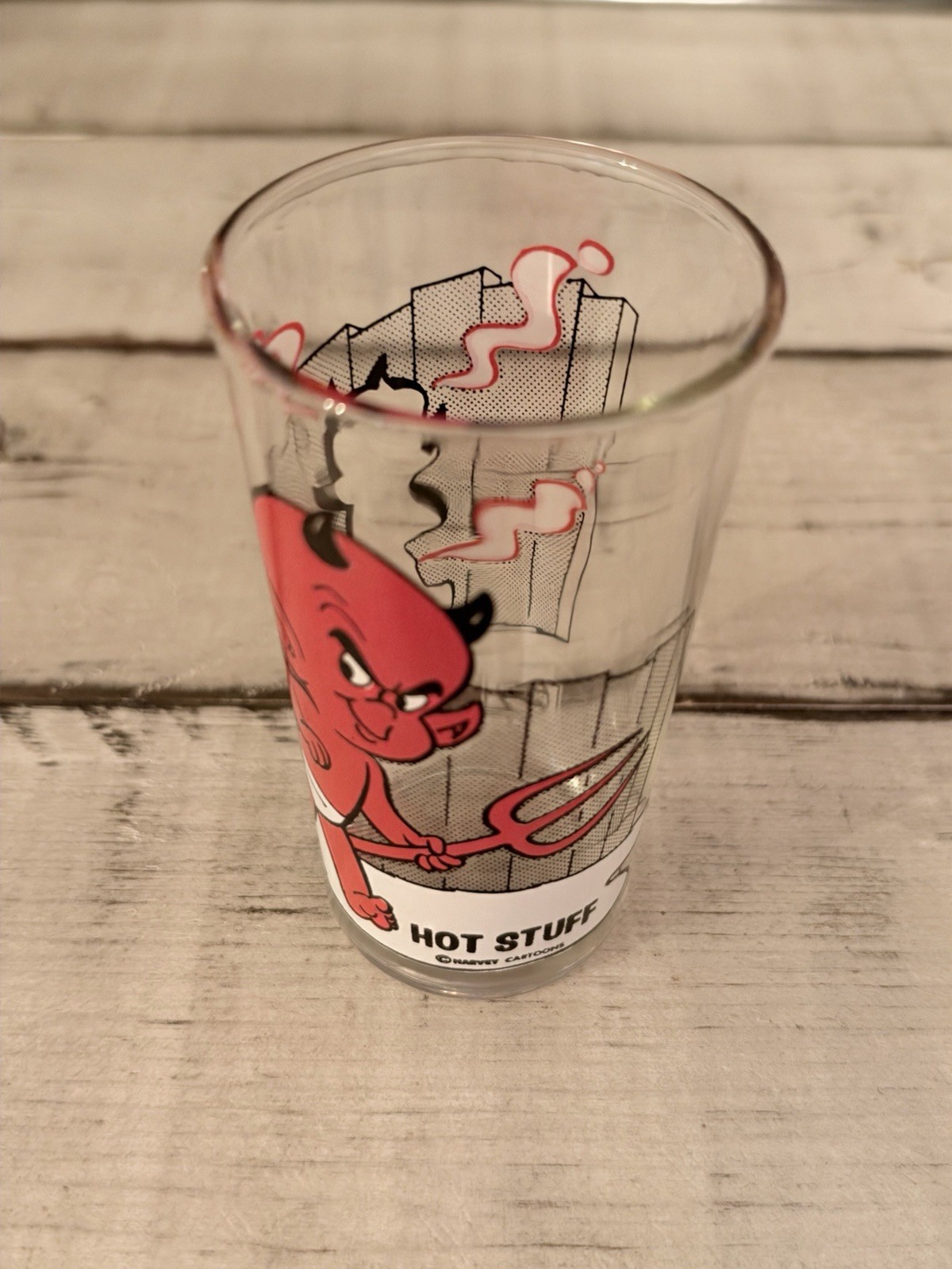 VINTAGE 1970'S HOT STUFF PEPSI DRINKING GLASS - HARVEY CARTOONS