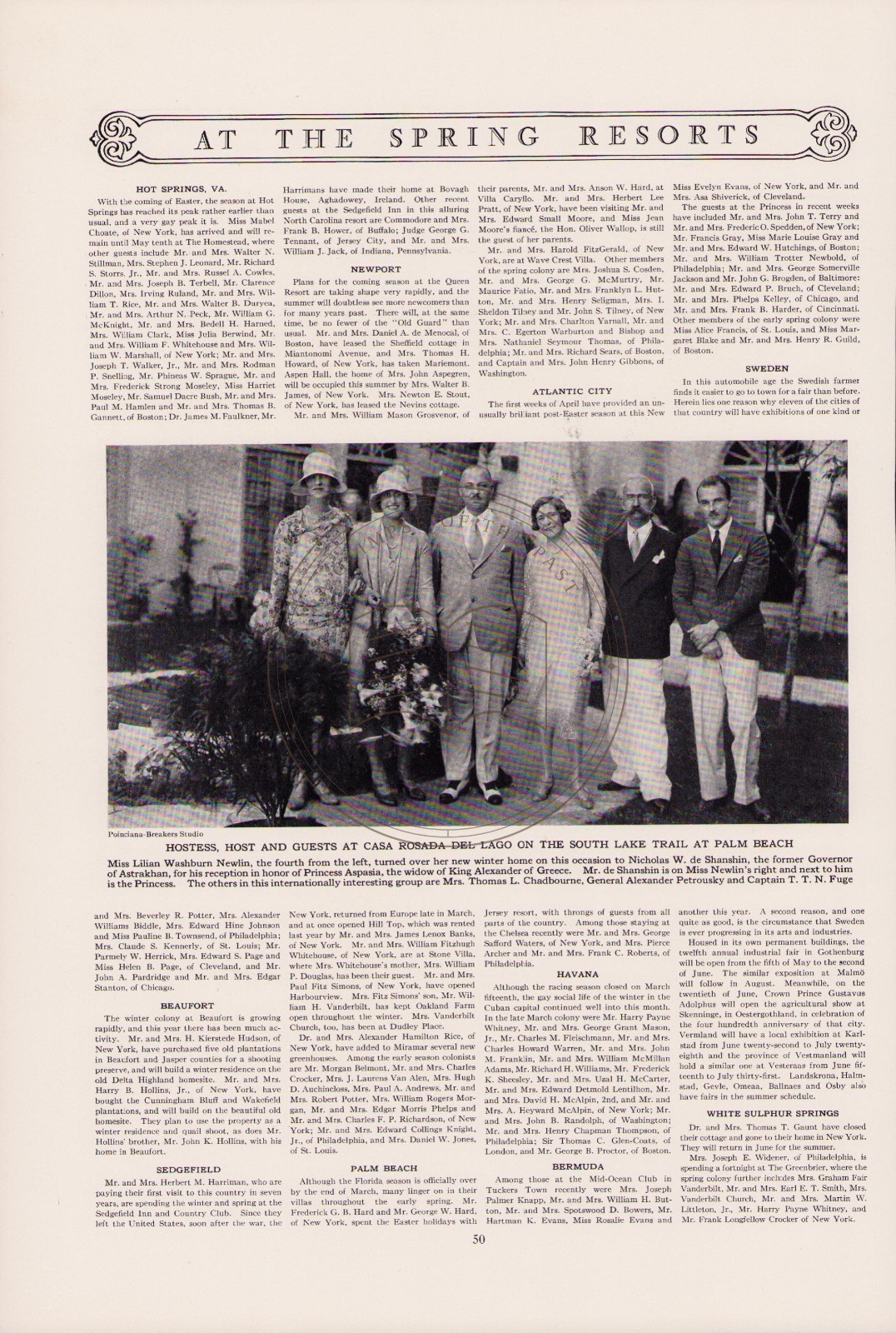 Palm Beach Casa Rosada Del Lago Princess Aspasia Lilian Washburn Newlin Grp 1929 Palm Beach Casa Rosada Del Lago Princess Aspasia Lilian Washburn Newlin Grp 1929