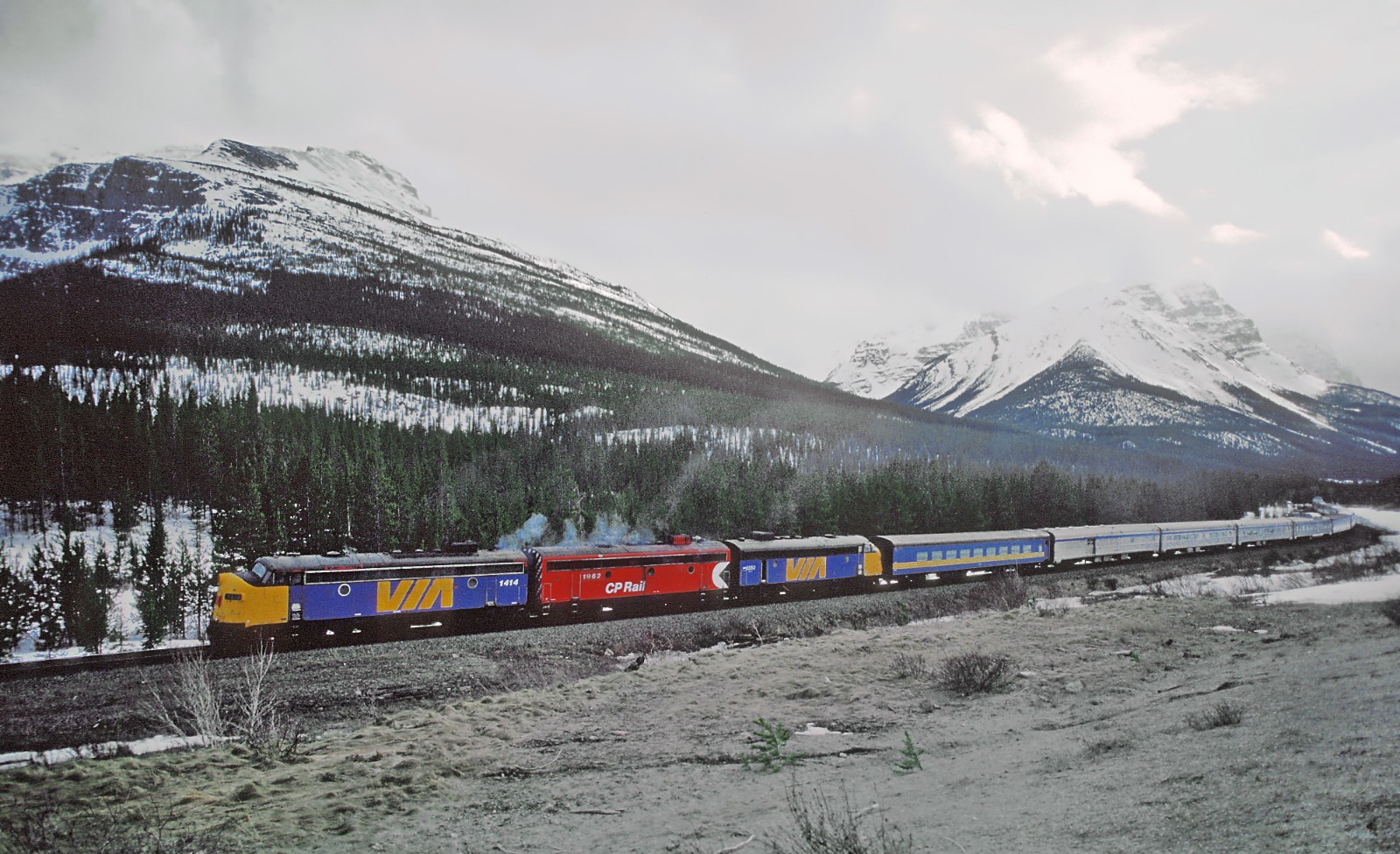 VIA 1414 w the Canadian approaching summit of Kicking Horse Pass 1982 8.5 x 11 VIA 1414 w the Canadian approaching summit of Kicking Horse Pass 1982 8.5 x 11