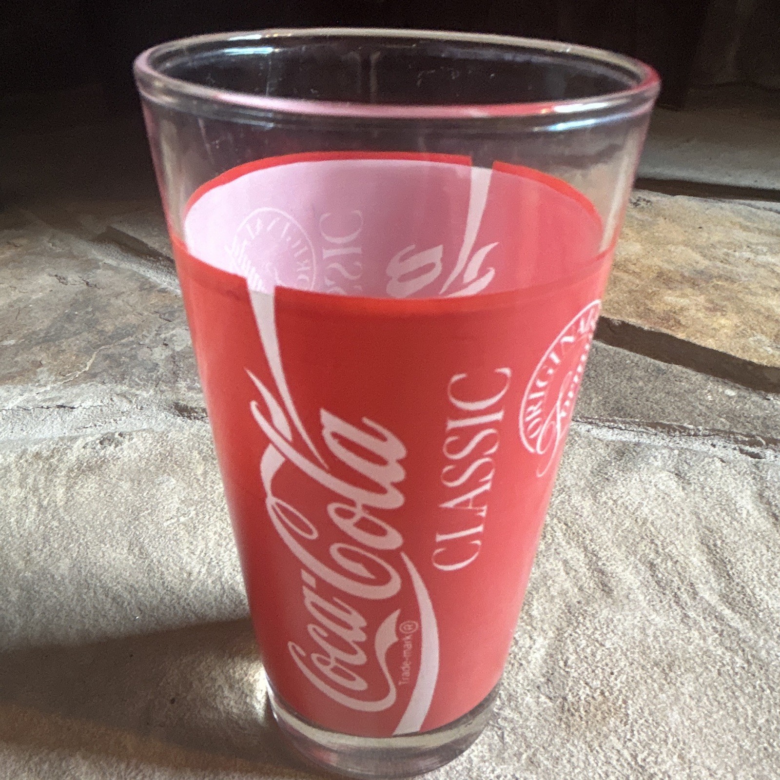 Coca-Cola Classic Red & Clear Glass Tumbler Soda Theme Sticker Advertising