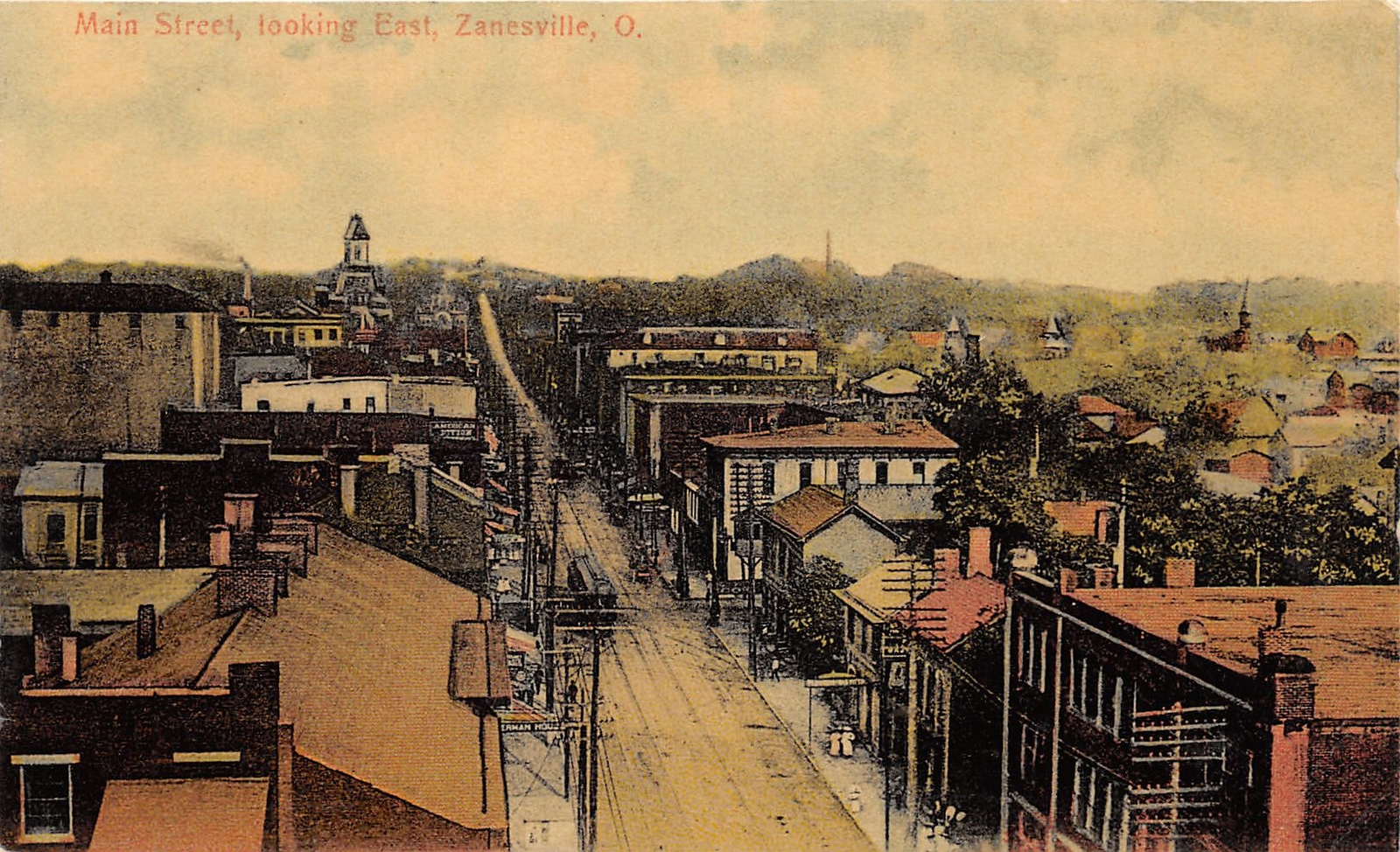 J35/ Zanesville Ohio Postcard c1910 Main Street East Stores Court 252