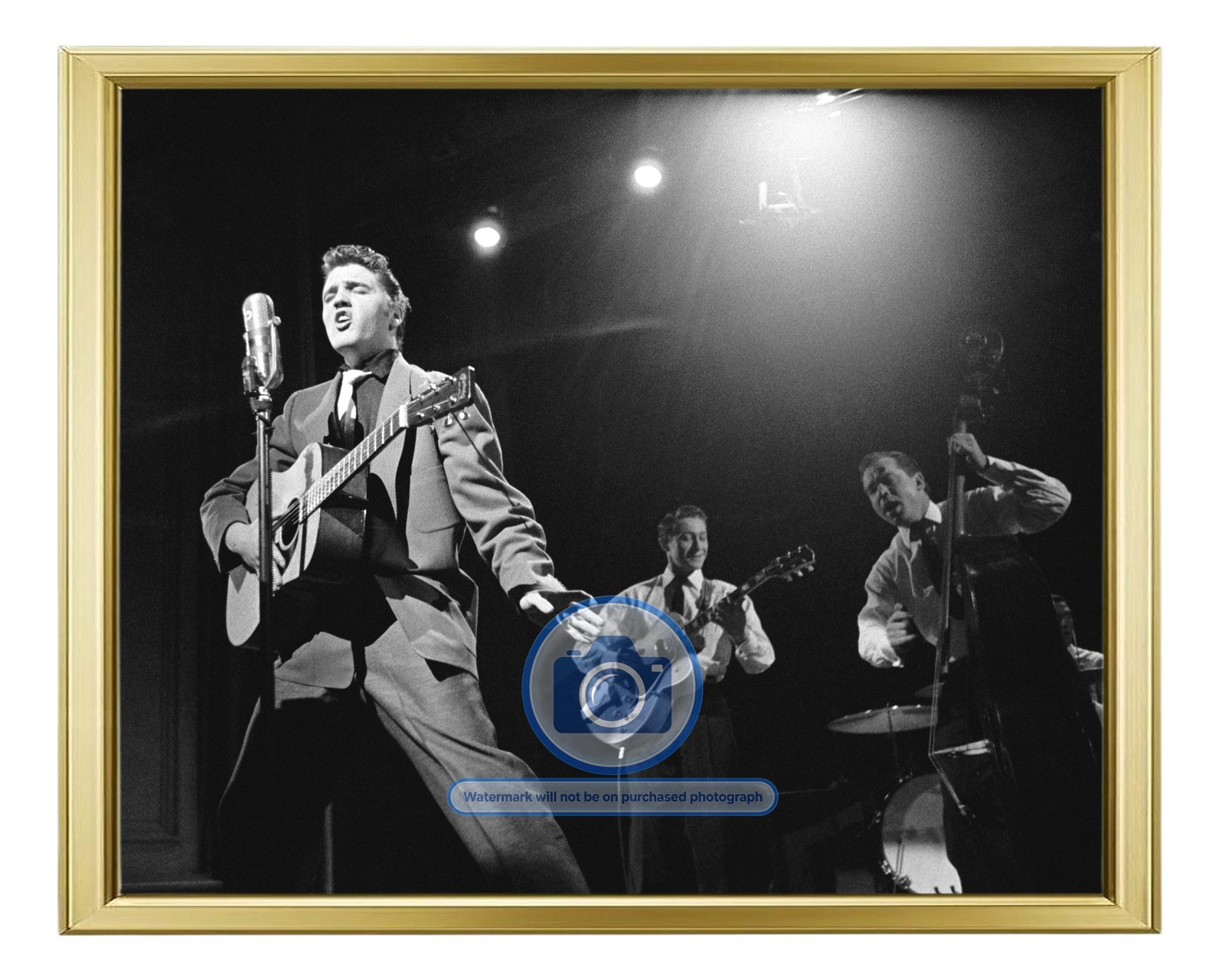 ELVIS PRESLEY WITH SCOTTY MOORE & BILL BLACK 1956 8X10 GOLD FRAMED PHOTO