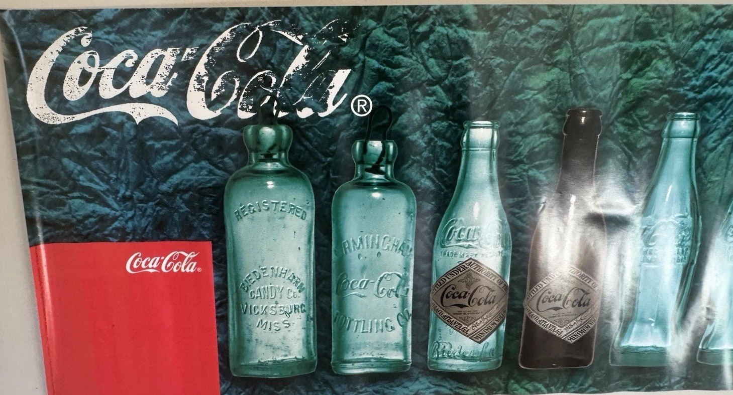 Vintage 1990s Coca-Cola Huge 1.5m Pennant Poster Classic Bottles Advertising Vintage 1990s Coca-Cola Huge 1.5m Pennant Poster Classic Bottles Advertising