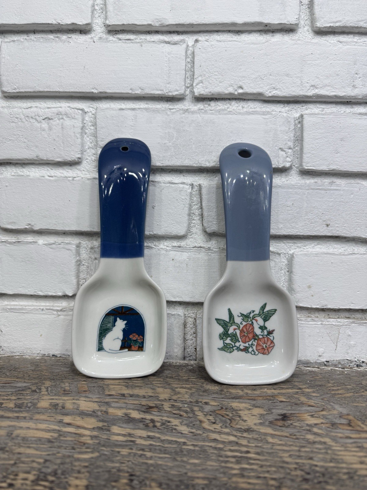 Vintage Otagiri Lot Cat Hummingbird Stoneware Spoon Rest Japan