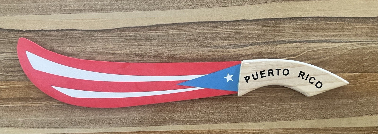 Machete De Puerto Rico  15” X 2 ”. Wooden Machete Souvenir With Puerto Rico Flag