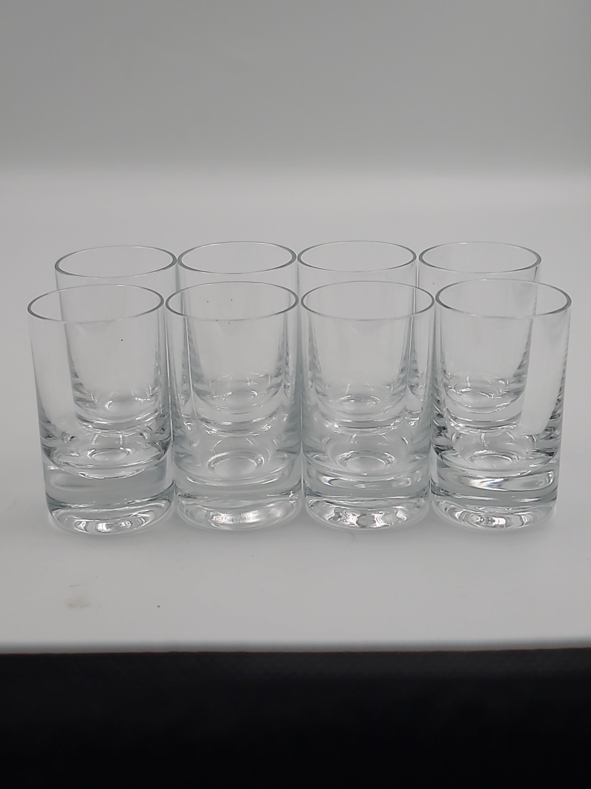 Mixed Set of 8 Clear Glass Shot Glasses 4 Tall 4 Short Heavy Base Shooters