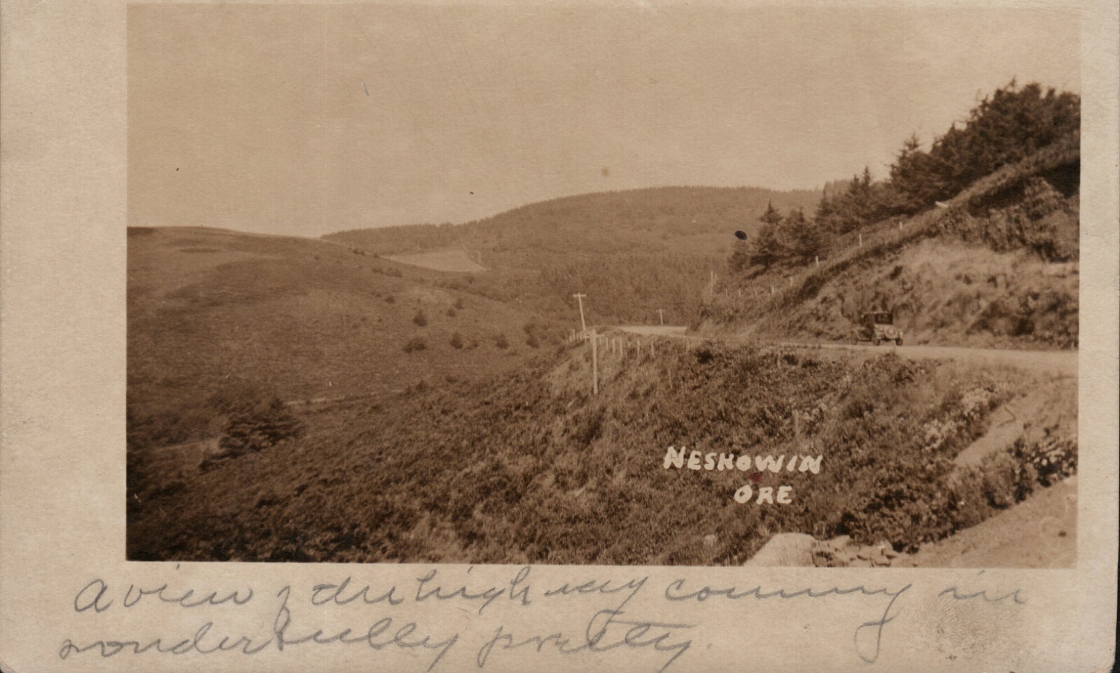 A View of the Highway Neskowin Oregon Postcard Pmk 1924 A View of the Highway Neskowin Oregon Postcard Pmk 1924