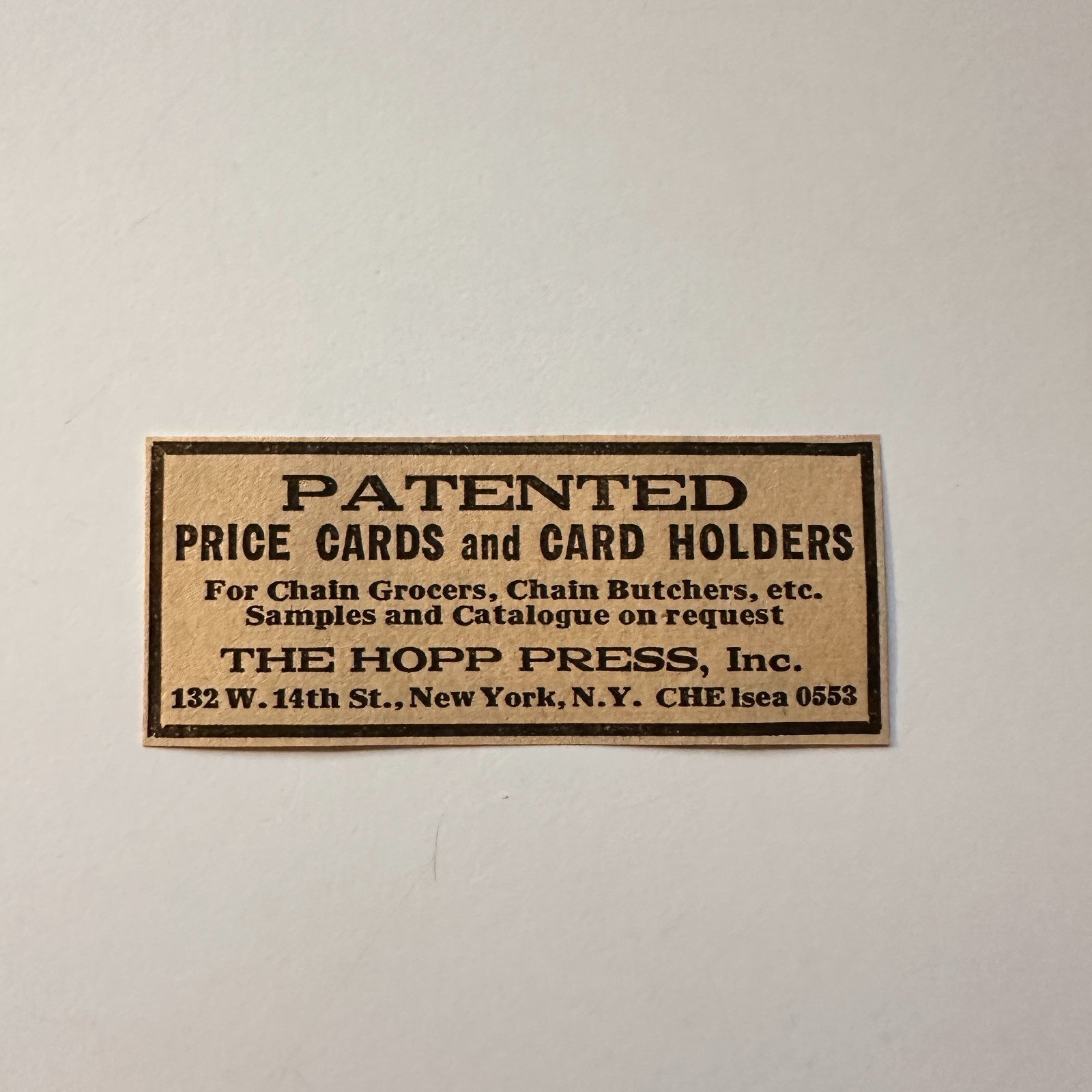 The Hopp Press Inc Price Cards & Card Holders New York NY 1929 Ad 4AF2-S19