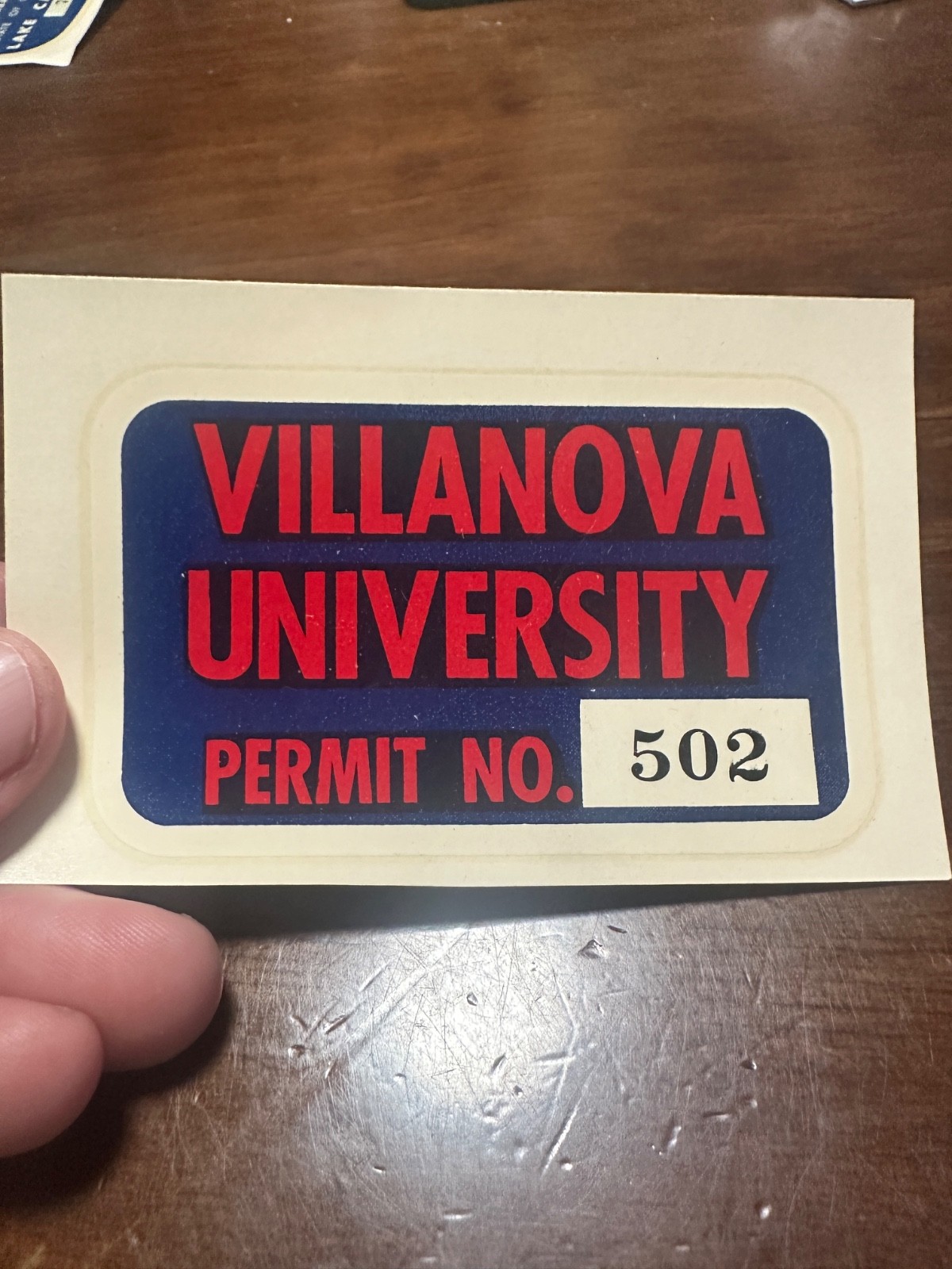 Vintage Villanova University Parking Permit Decal by Angelus