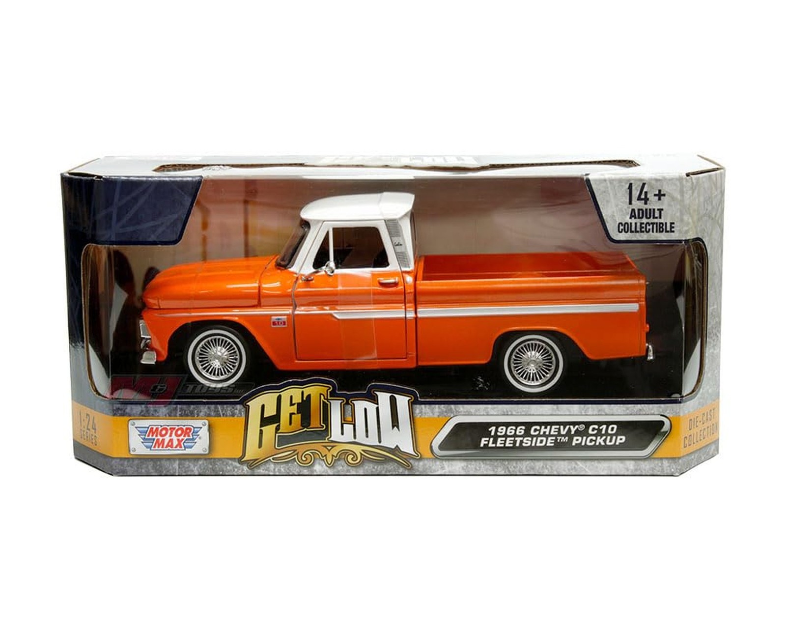 1966 Chevy C10 Fleetside Pickup Truck Lowrider Orange Metallic with White Top...