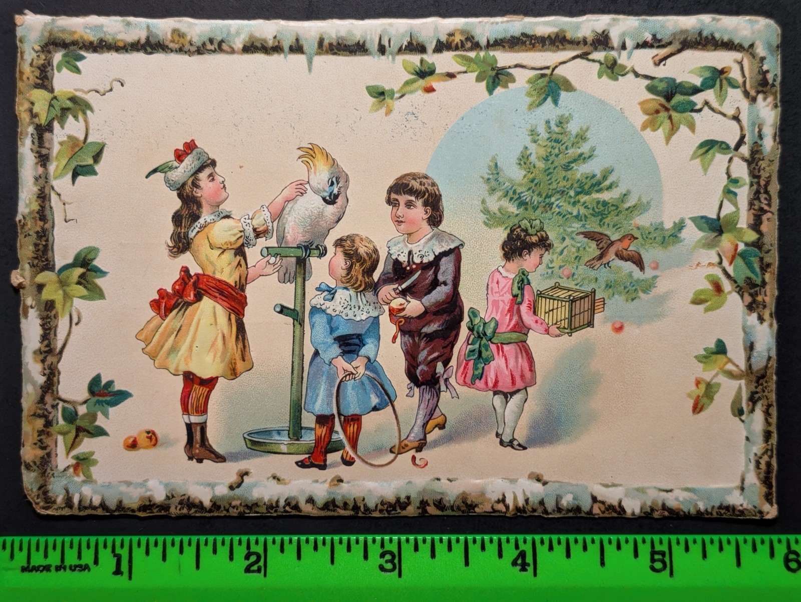 Antique Bon Ton Millinery Kids Parrot Lancaster Pennsylvania Trade Card