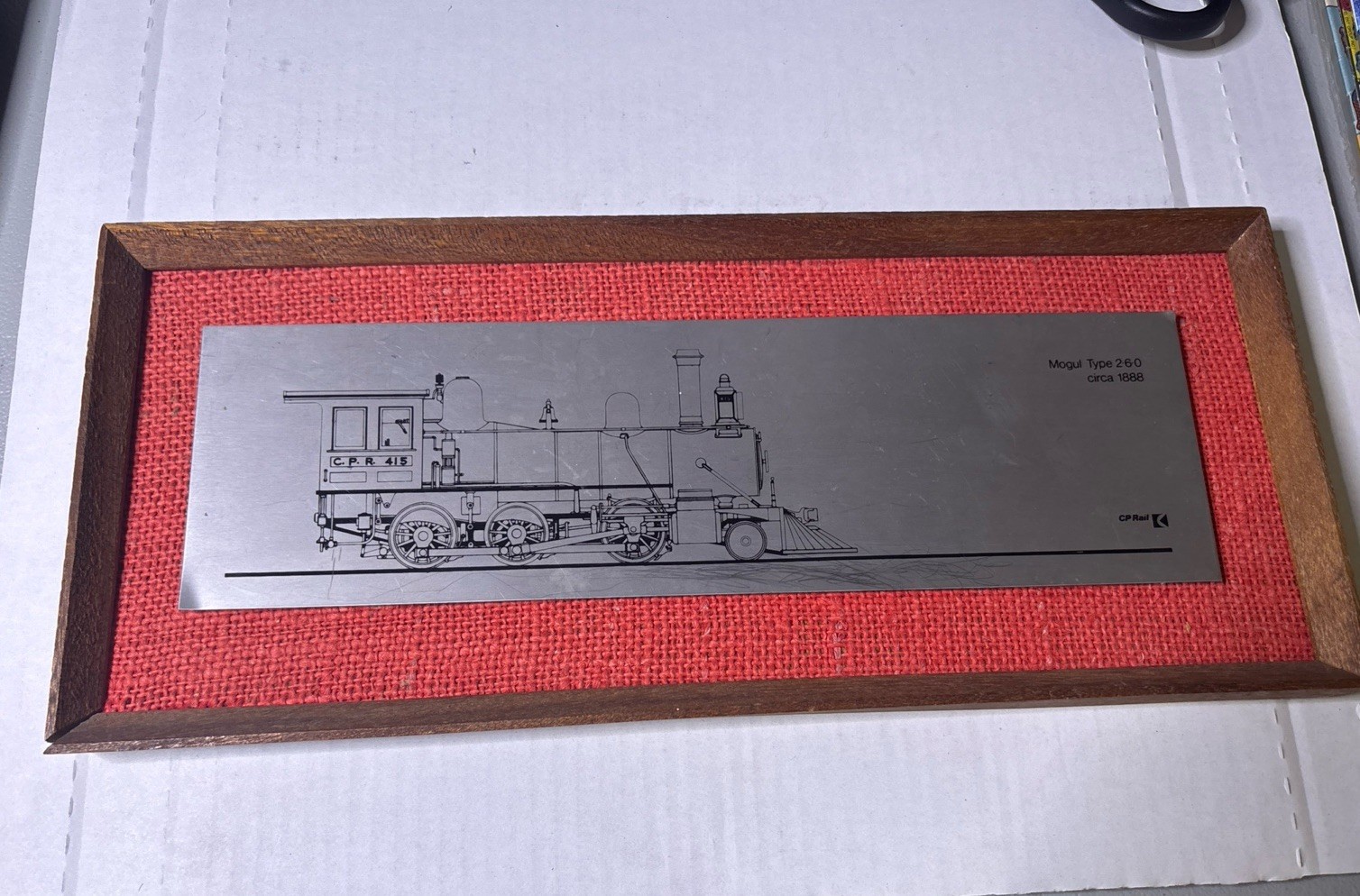 Vintage CP Rail Locomotive Plaque Mogul 2-6-0 1888 Brushed Aluminum Train Sign