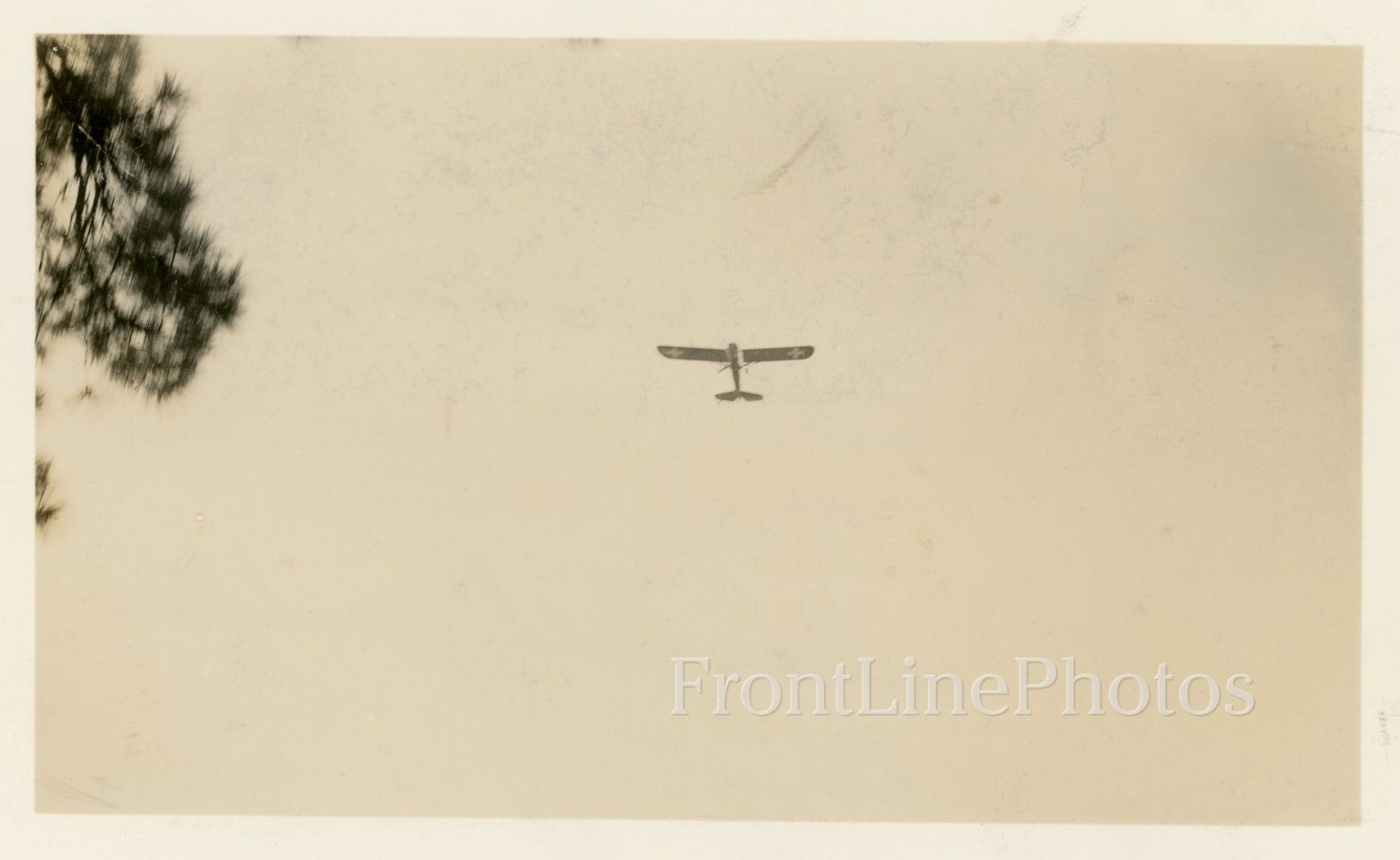 WWII US Soldier View in Enemy Territory- GERMAN RECONNAISSANCE PLANE up ABOVE