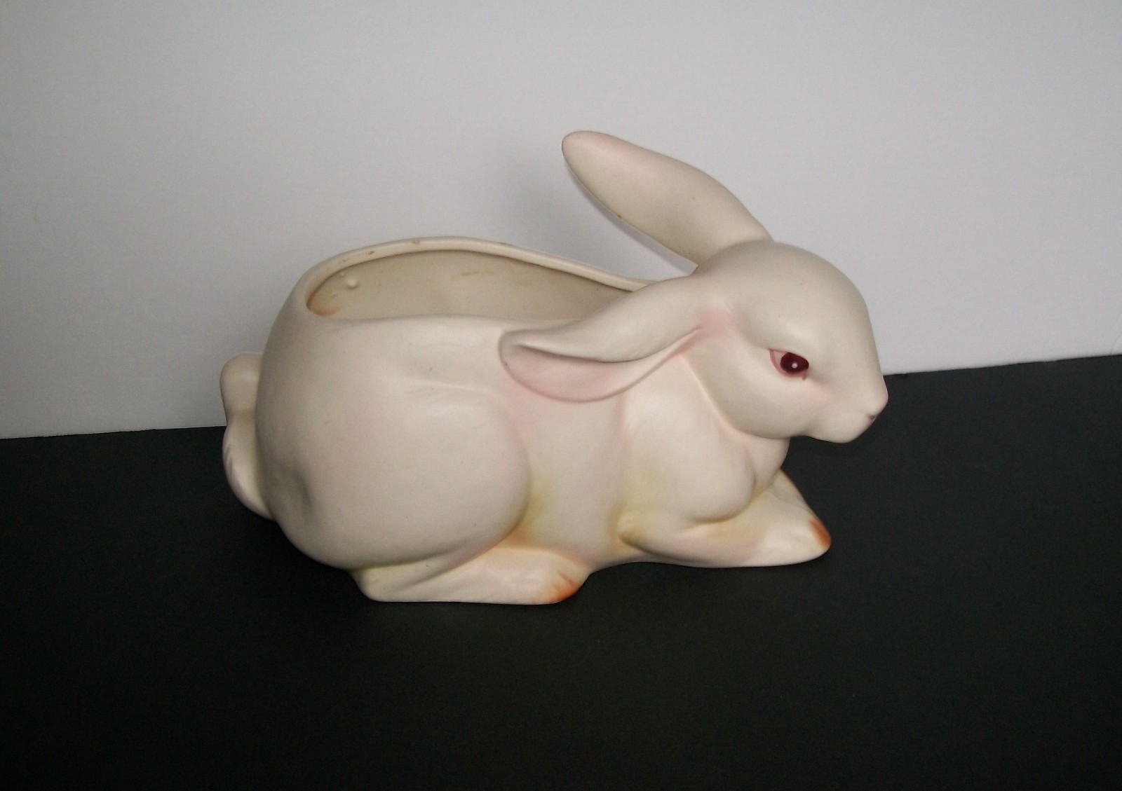 Lefton Ceramic White Rabbit Bunny Planter