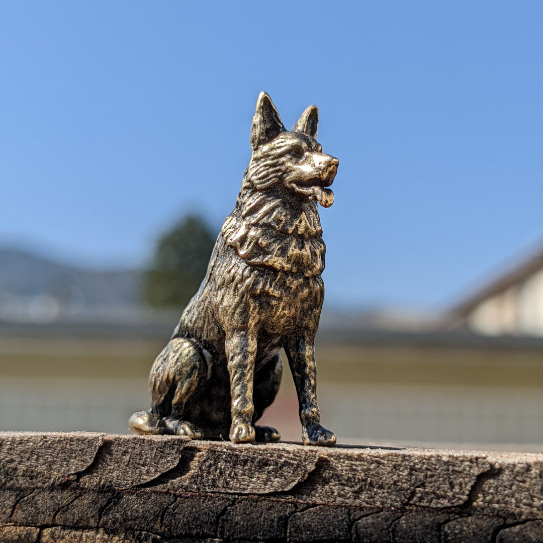 German Shepherd Figurine Handmade Brass Dog Miniature Statue