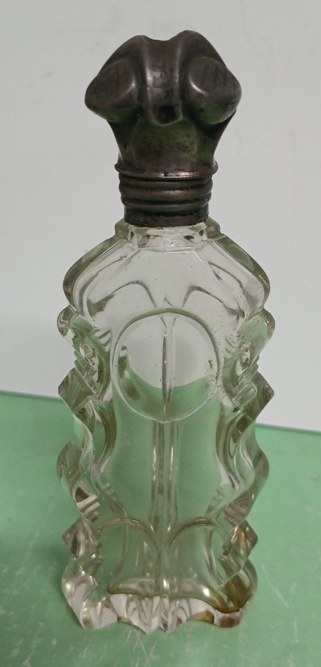 Antique Scent Perfume Bottle with Silver Lid