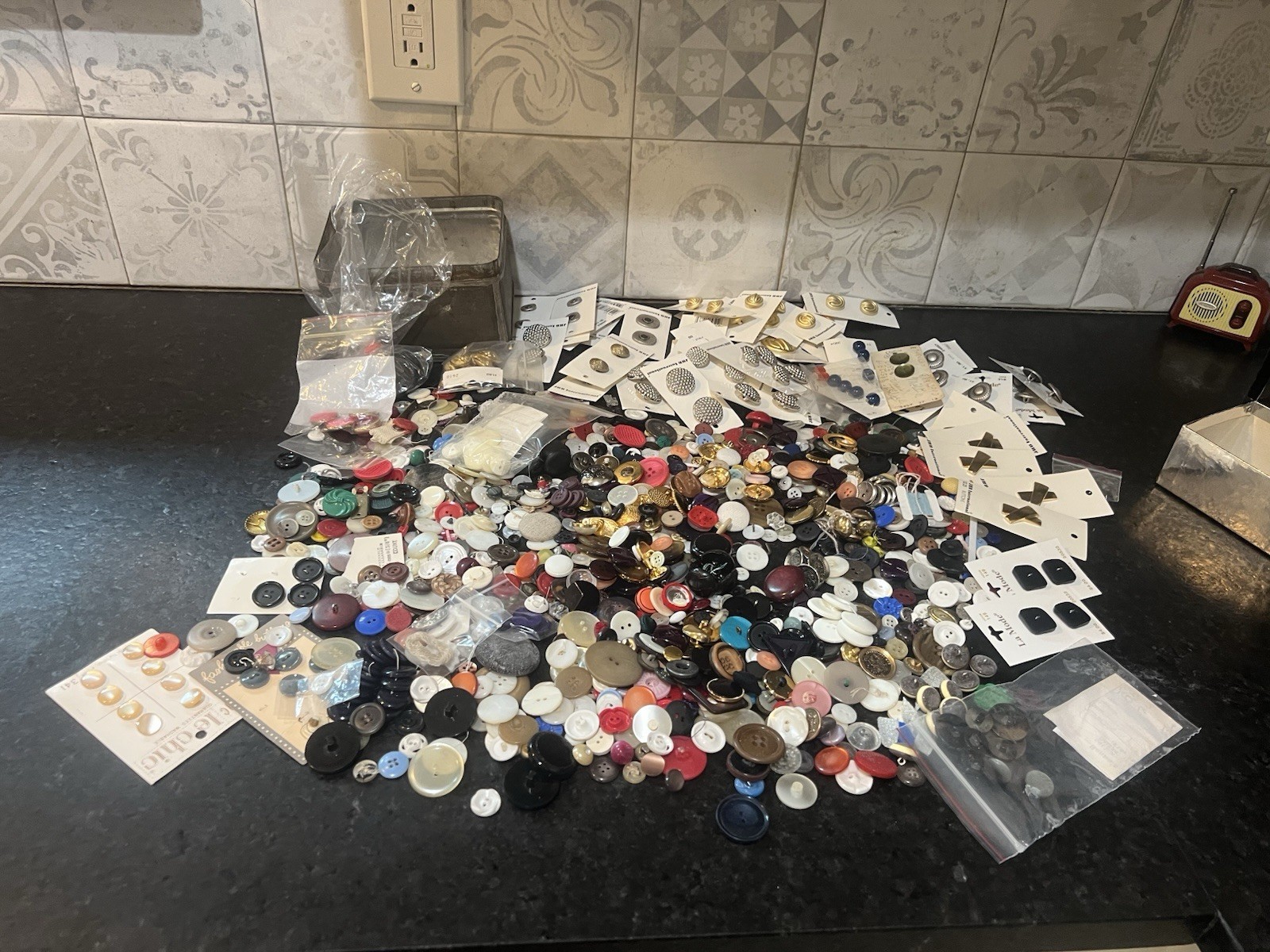 Vintage-now Huge Lot of Buttons various sizes shapes