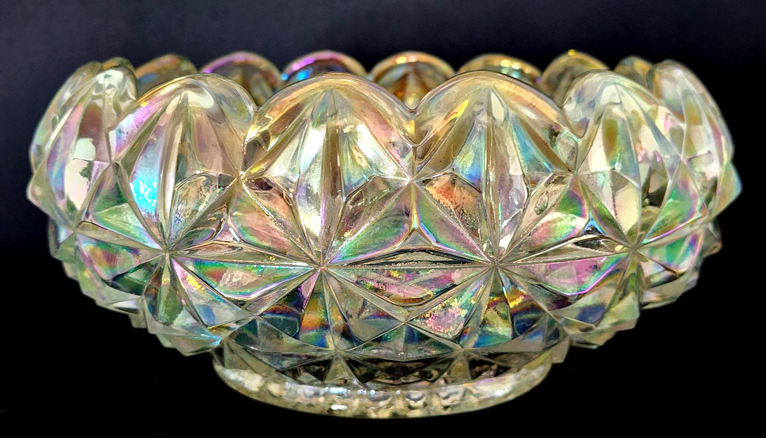 Iridescent Pressed Glass Bowl 9\