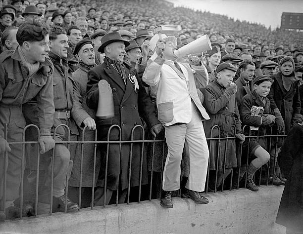 Football Preston North End fan tries to out shout the thousands of- Old Photo