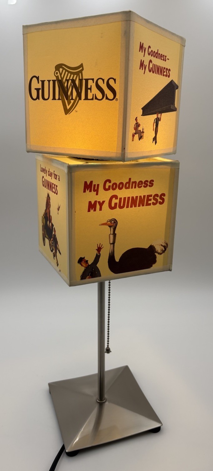 Vintage Guinness Beer Lamp 23” W/ Rotatable Double Box Shade ~ Tested Works Vintage Guinness Beer Lamp 23” W/ Rotatable Double Box Shade ~ Tested Works