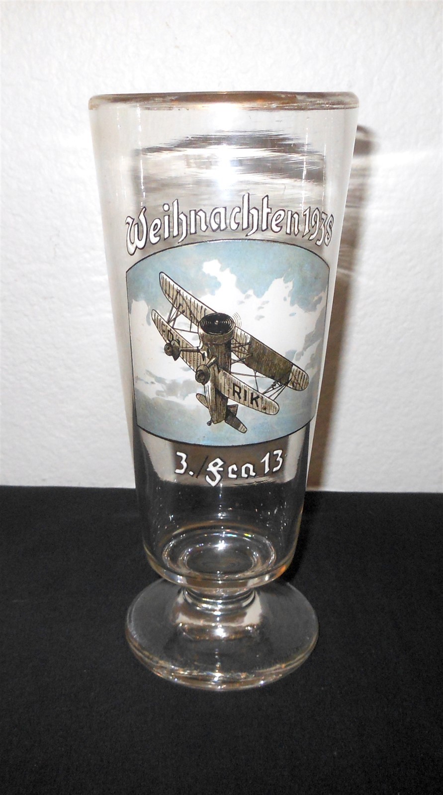 WW2 German Luftwaffe 3./Fernaufklärungsgruppe 13 - CHRISTMAS 1938 BEER GLASS