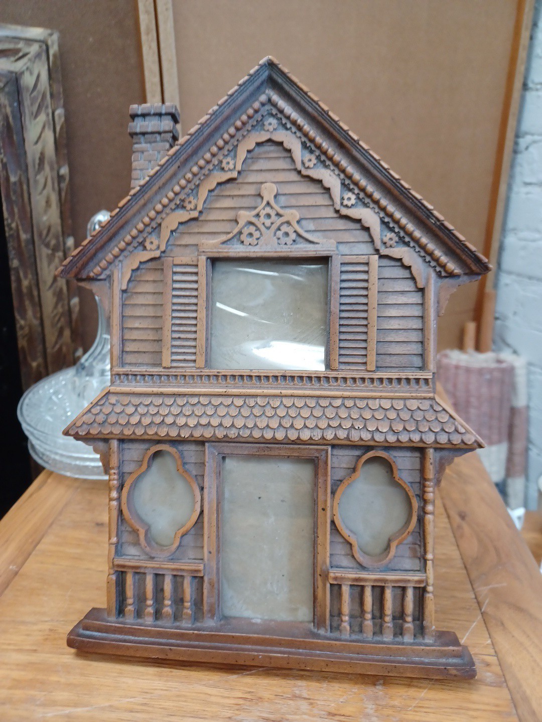 Vintage Syroco Style Victorian Gothic Haunted House Shaped Picture Frame Plastic